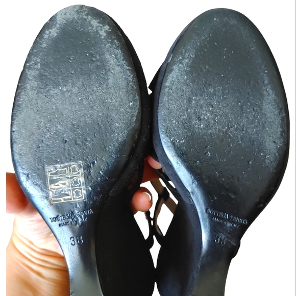 Bottega Veneta Black Suede T-Strap Wedge Heels - Picture 6 of 16